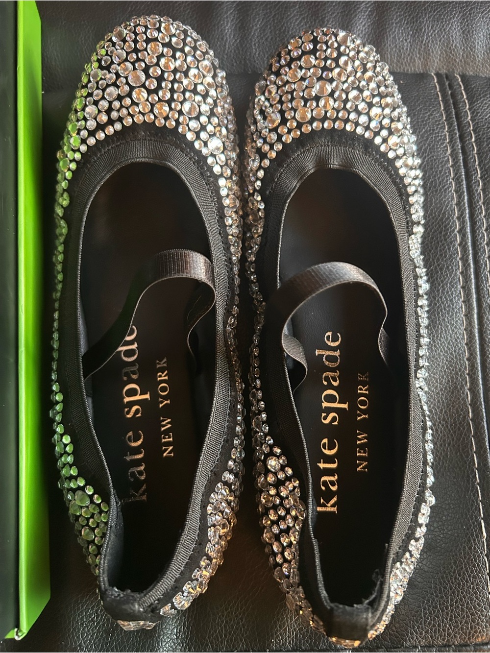 kate spade Black Crystal-Embellished Ballet Flats